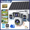 Hieasy APP ESIM 4G PTZ กล้องพลังงานแสงอาทิตย์ 20MP 4 เลนส์ 4 หน้าจอ 16X ซูม 15W Dual Panel True Wire-Free IP66 กันน้ําสี Night Vision กล้องวงจรปิดกลางแจ้ง