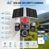 4G พลังงานแสงอาทิตย์ IP กล้องวงจรปิด Hiseay APP AOV 20MP 4 เลนส์ 15W แผงพลังงานแสงอาทิตย์ 16000mAh แบตเตอรี่ IP66 กันน้ําสี Night Vision โกดังฟาร์มการเฝ้าระวัง