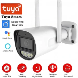 Tuya Wifi กล้อง IP ไร้สาย HD 2MP AI Human Detect กล้องกล้องวงจรปิด Bullet การเฝ้าระวังกลางแจ้งความปลอดภัยป้องกันกันน้ํา Cam