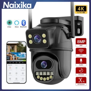 Wifi PTZ กล้อง Dual เลนส์ 4K 8MP กล้อง IP ภายนอก 4MP การติดตามอัตโนมัติป้องกันความปลอดภัยกล้องวงจรปิดกลางแจ้งการเฝ้าระวัง iCsee P2P