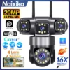 20MP 4 เลนส์ WiFi Security กล้อง 360 PTZ กลางแจ้งไร้สาย 16X ซูม 4 หน้าจอ HiEasy APP IR Night Vision การติดตามอัตโนมัติกล้องวงจรปิดกันน้ํา Cam