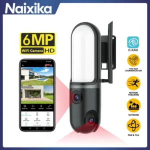 6MP Floodlight Dual เลนส์ Wifi กล้องกลางแจ้ง Dual Screen Wall Light ความปลอดภัยป้องกันการเฝ้าระวัง AI Human Detection Monitor