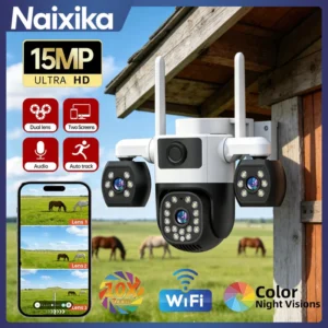 V380 PRO 3 เลนส์ WiFi กล้องกลางแจ้ง 15MP Triple 8MP สี Night Vision Triple View PTZ Human Detection Two-Way Audio กันน้ําความปลอดภัยไร้สาย