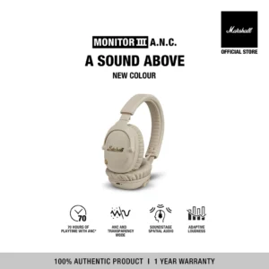 [NEW ARRIVAL] MARSHALL Monitor III A.N.C. CREAM- รับประกัน 1 ปี + ส่งฟรี - หูฟังบลูทูธ หูฟังครอบหู หูฟังไร้สาย