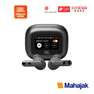JBL Live Beam 3 หูฟัง Smart Charging Case สามารถควบคุมหูฟังได้ผ่าน หน้าจอสัมผัสบนเคส หูฟังใช้งานได้สูงสุด 48 ชม.