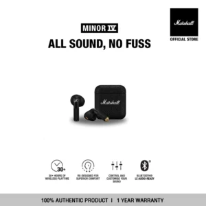 MARSHALL Minor IV black - รับประกัน 1 ปี + ส่งฟรี - หูฟังบลูทูธ, หูฟังไร้สาย, true wireless tws
