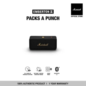 MARSHALL Emberton II Black and Brass - รับประกัน1ปี + ส่งฟรี - ลำโพงพกพา ลำโพง Bluetooth Speaker ลำโพงบลูทูธ