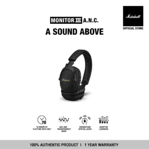 MARSHALL Monitor III A.N.C. BLACK- รับประกัน 1 ปี + ส่งฟรี - หูฟังบลูทูธ หูฟังครอบหู หูฟังไร้สาย