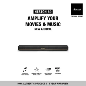 [NEW ARRIVAL] MARSHALL Heston 60 Black - รับประกัน 1 ปี + ส่งฟรี + ผ่อน 0% สูงสุด 10 เดือน - ลำโพงซาวน์บาร์, ลำโพงบลูทูธ