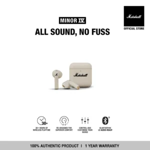 [NEW COLOUR] MARSHALL Minor IV Cream - รับประกัน 1 ปี + ส่งฟรี - หูฟังบลูทูธ, หูฟังไร้สาย, true wireless tws