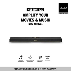 [NEW ARRIVAL] MARSHALL Heston 120 Black - รับประกัน 1 ปี + ส่งฟรี + ผ่อน 0% สูงสุด 10 เดือน - ลำโพงซาวน์บาร์, ลำโพงบลูทู