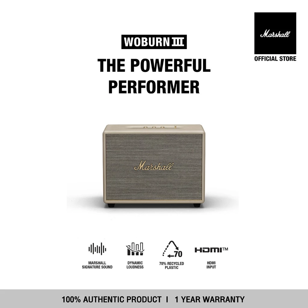 MARSHALL Woburn III Cream - รับประกัน 1 ปี + ส่งฟรี - ลำโพง marshall ลำโพงบลูทูธ ลําโพง bluetooth